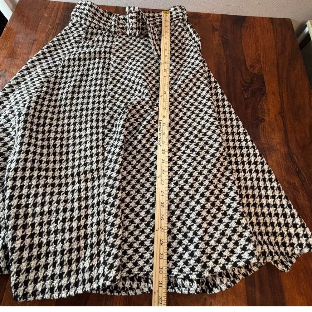 H&M Houndstooth Midi Skirt Black White Belted A-Line US 10 0821673 0 - Picture 2 of 8